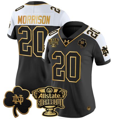 Women's Notre Dame Fighting Irish 2024 Sugar Bowl Gold Patch Vapor Limited Jersey - All Stitched