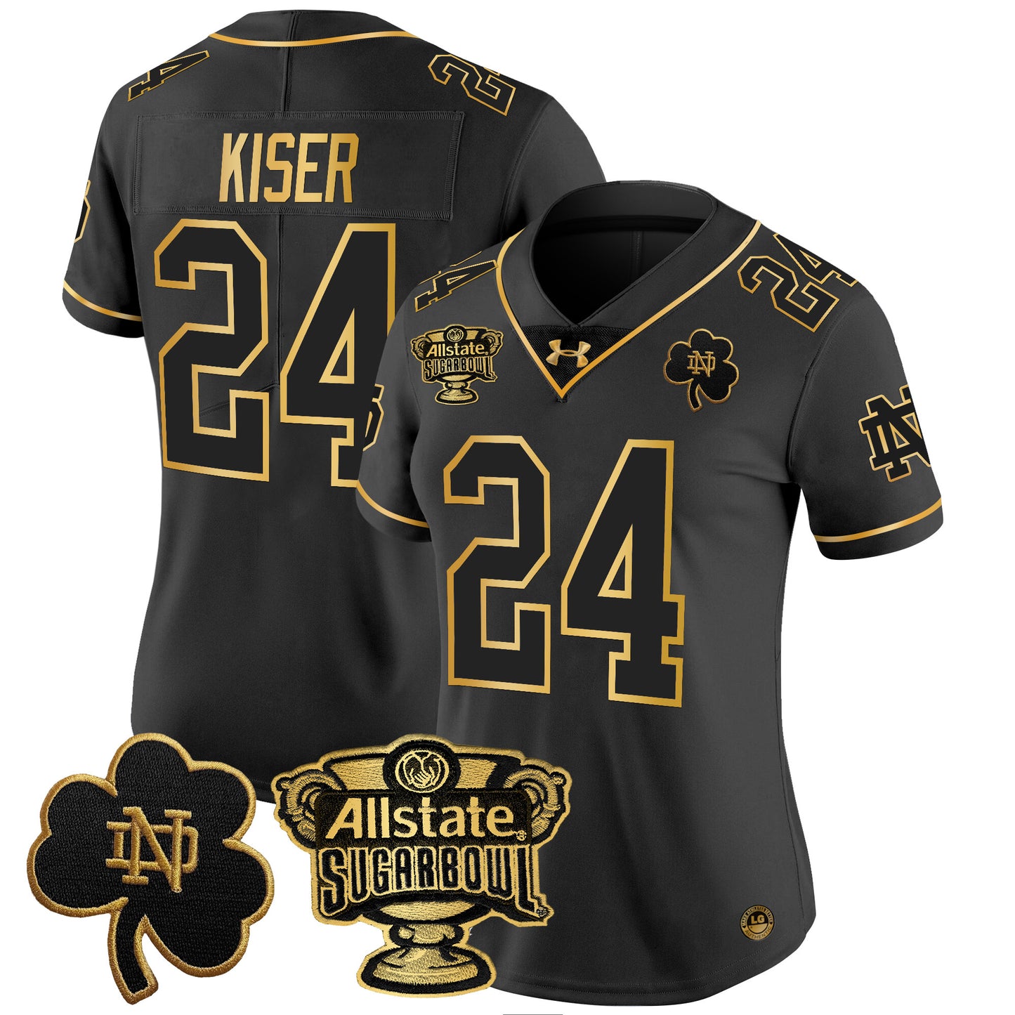 Women's Notre Dame Fighting Irish 2024 Sugar Bowl Gold Patch Vapor Limited Jersey - All Stitched