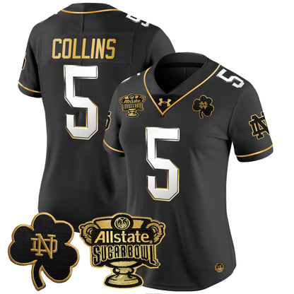 Women's Notre Dame Fighting Irish 2024 Sugar Bowl Gold Patch Vapor Limited Jersey - All Stitched