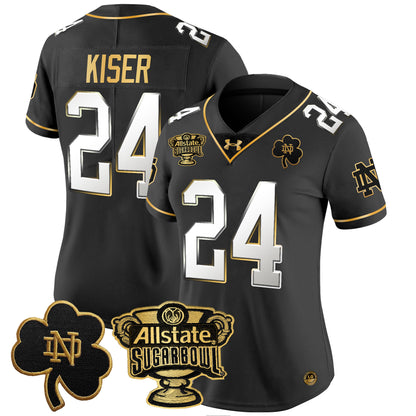 Women's Notre Dame Fighting Irish 2024 Sugar Bowl Gold Patch Vapor Limited Jersey - All Stitched