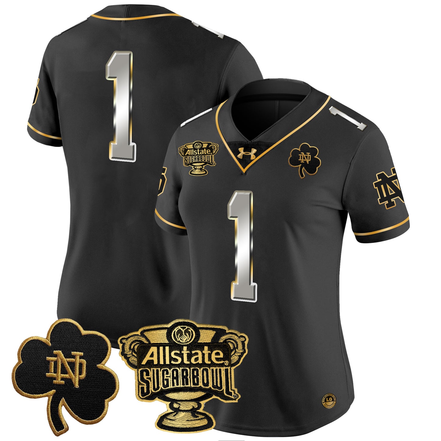 Women's Notre Dame Fighting Irish 2024 Sugar Bowl Gold Patch Vapor Limited Jersey - All Stitched