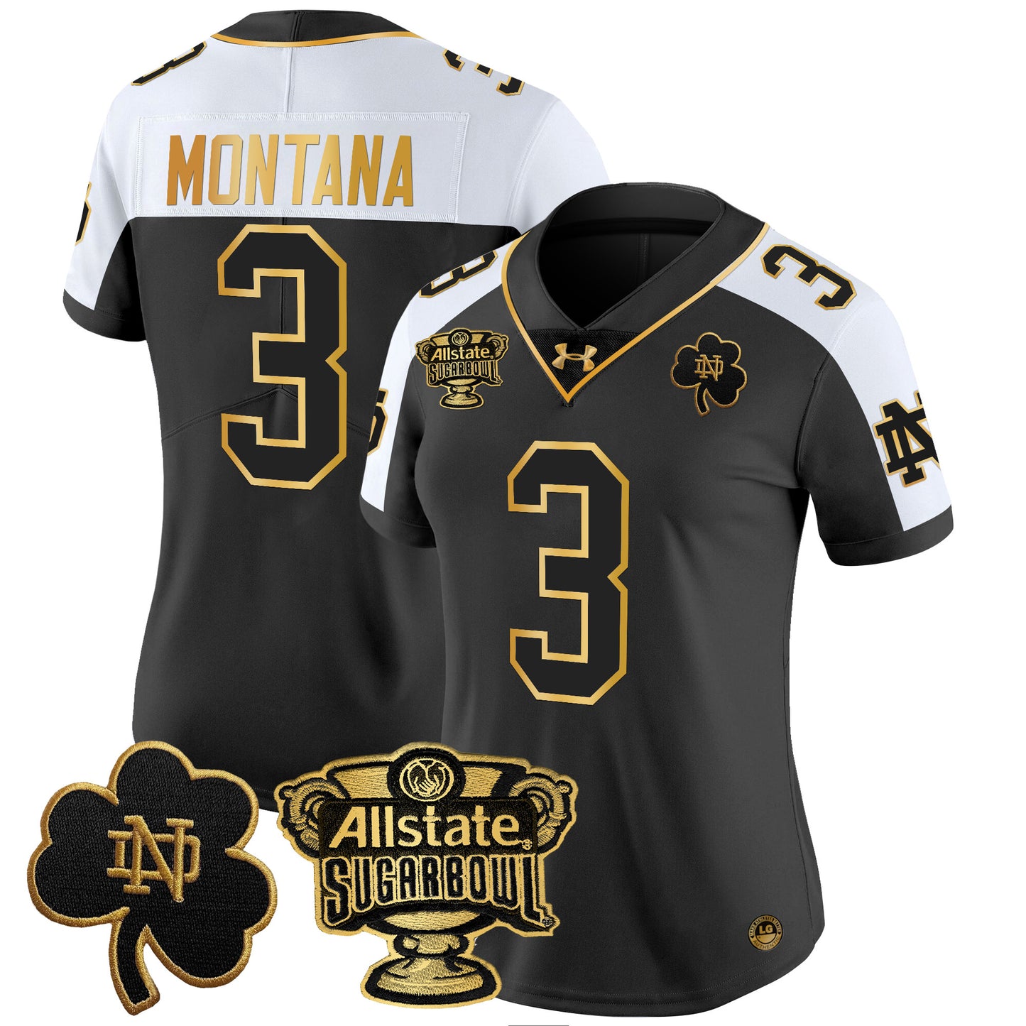 Women's Notre Dame Fighting Irish 2024 Sugar Bowl Gold Patch Vapor Limited Jersey - All Stitched