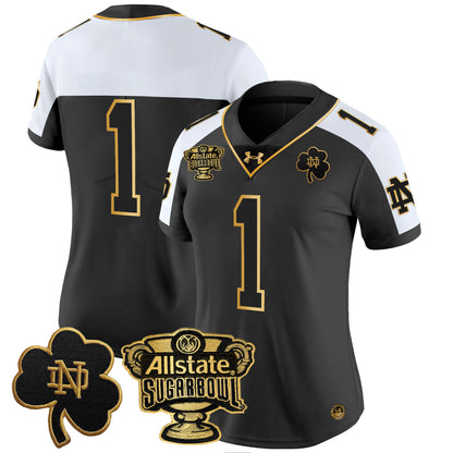 Women's Notre Dame Fighting Irish 2024 Sugar Bowl Gold Patch Vapor Limited Jersey - All Stitched