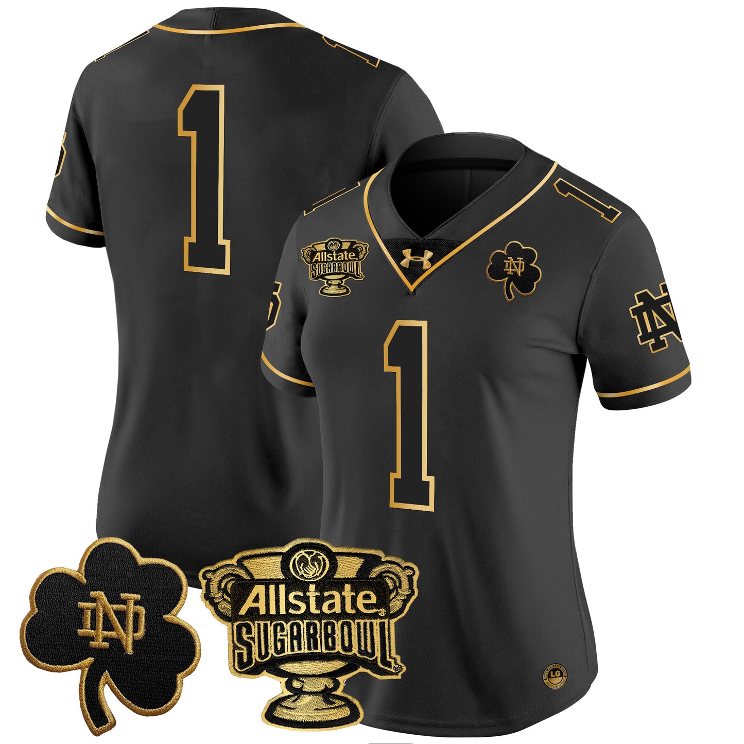 Women's Notre Dame Fighting Irish 2024 Sugar Bowl Gold Patch Vapor Limited Jersey - All Stitched