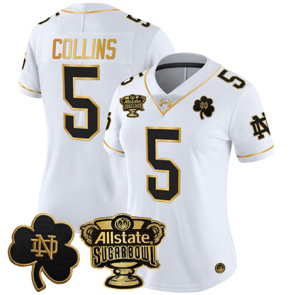 Women's Notre Dame Fighting Irish 2024 Sugar Bowl Gold Patch Vapor Limited Jersey - All Stitched