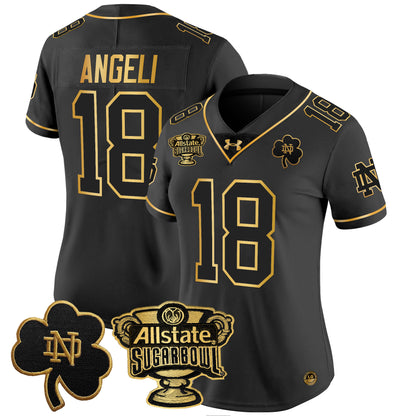 Women's Notre Dame Fighting Irish 2024 Sugar Bowl Gold Patch Vapor Limited Jersey - All Stitched