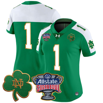 Women's Notre Dame Fighting Irish 2024 Sugar Bowl Patch Vapor Limited Jersey - All Stitched