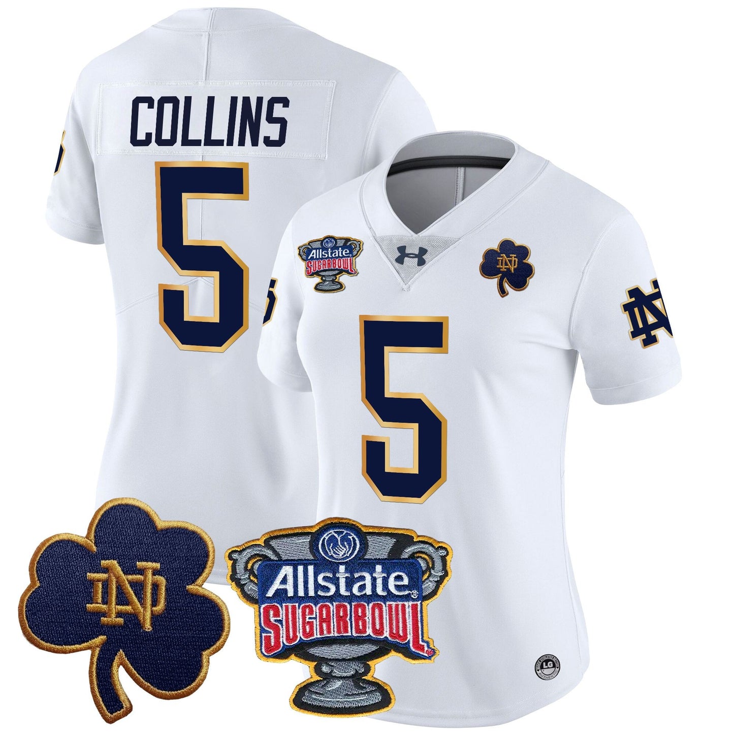 Women's Notre Dame Fighting Irish 2024 Sugar Bowl Patch Vapor Limited Jersey - All Stitched