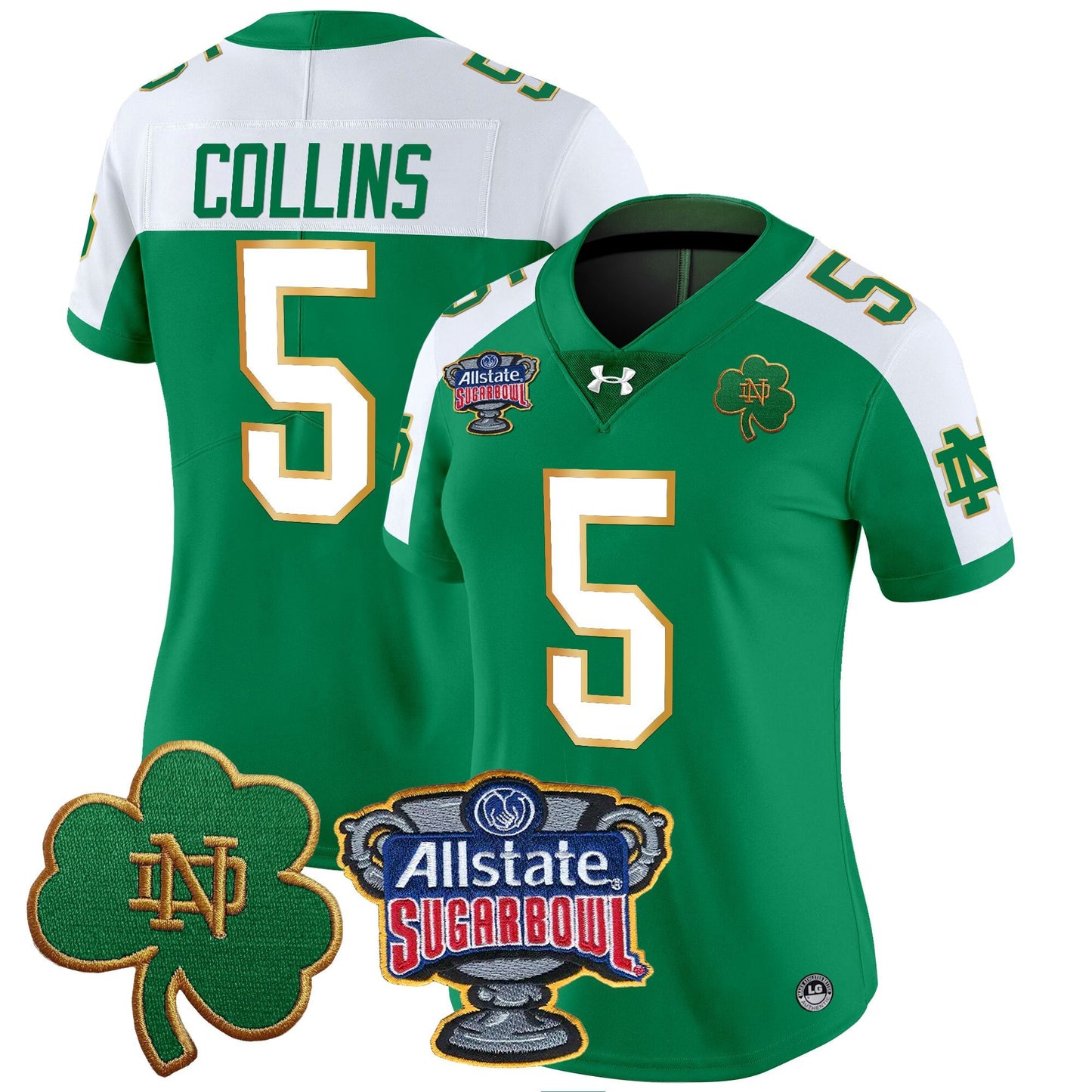 Women's Notre Dame Fighting Irish 2024 Sugar Bowl Patch Vapor Limited Jersey - All Stitched