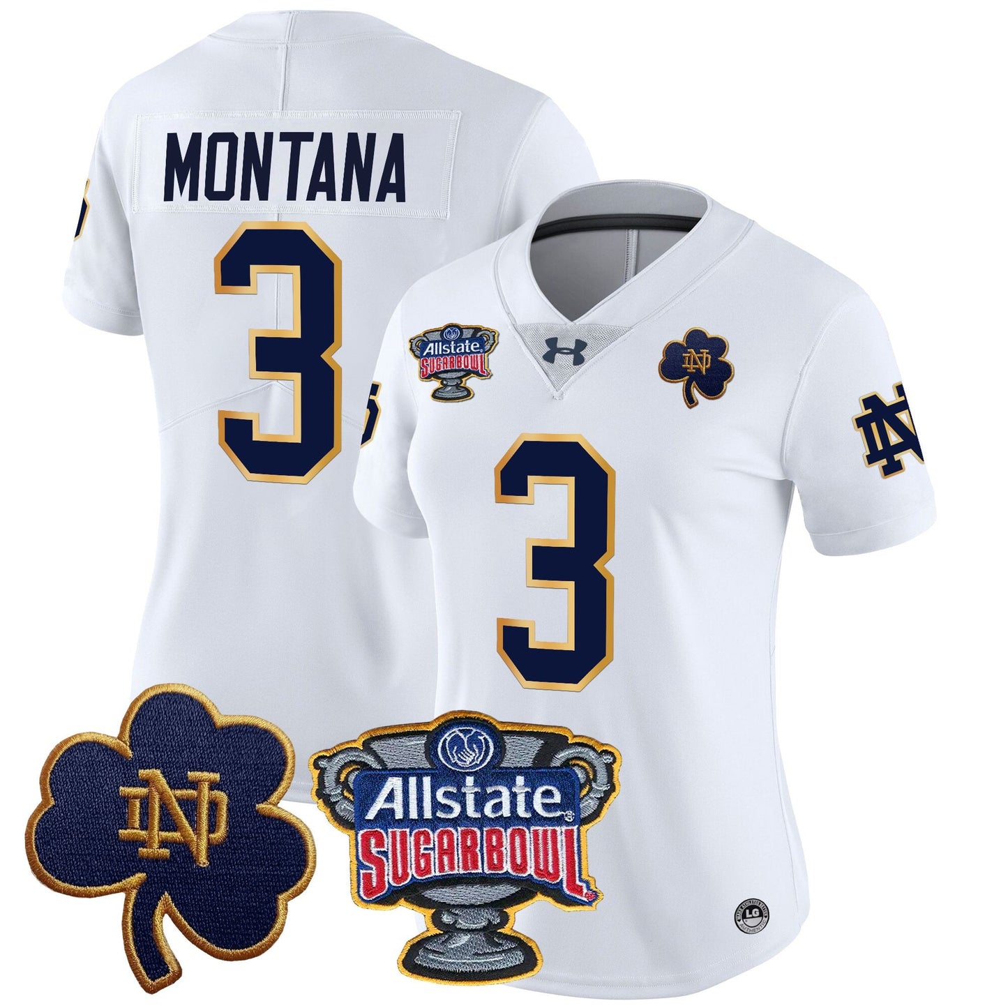 Women's Notre Dame Fighting Irish 2024 Sugar Bowl Patch Vapor Limited Jersey - All Stitched