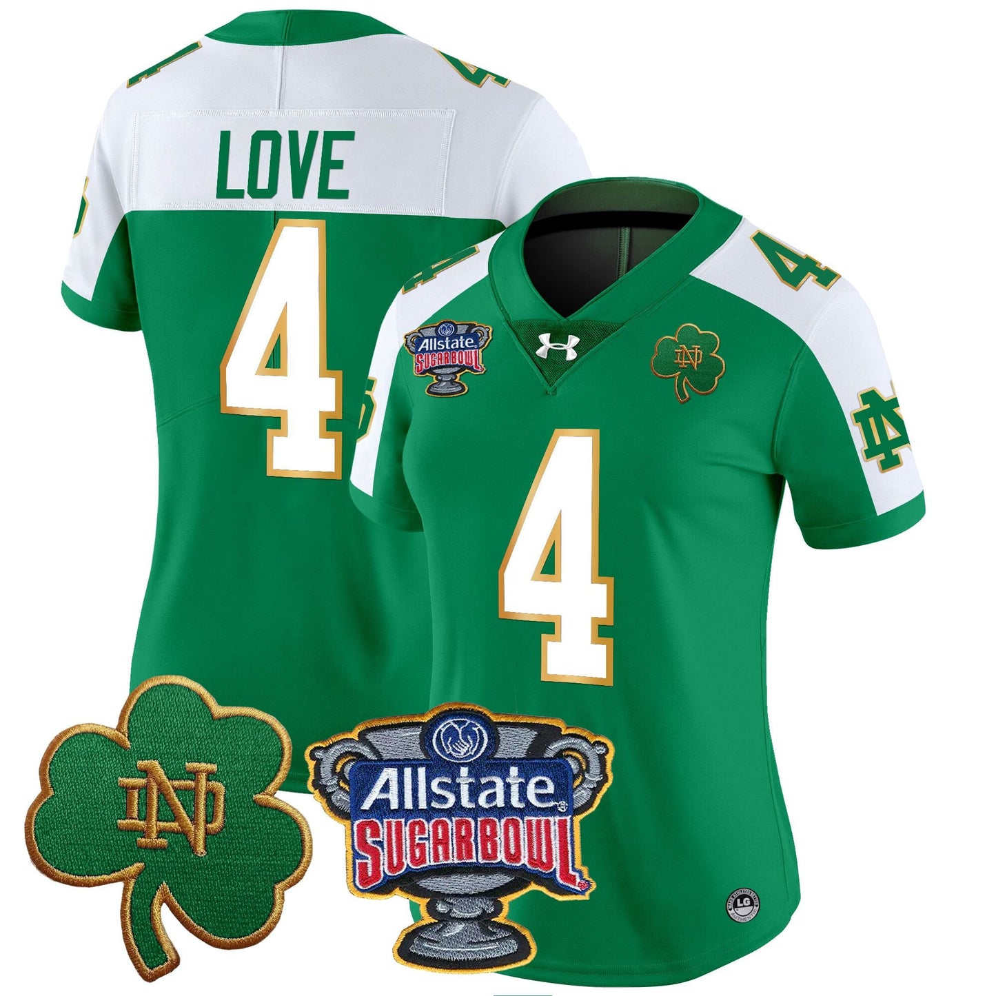 Women's Notre Dame Fighting Irish 2024 Sugar Bowl Patch Vapor Limited Jersey - All Stitched