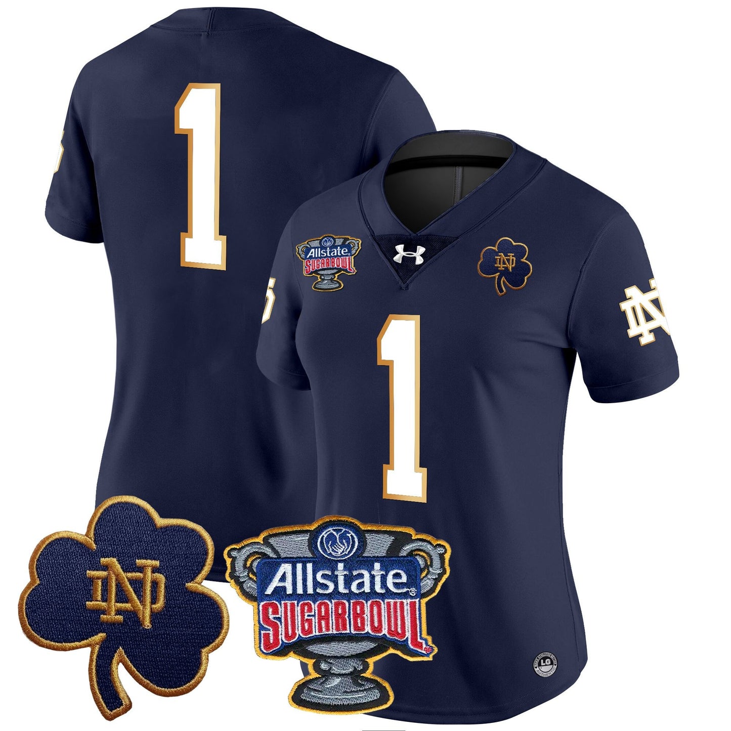 Women's Notre Dame Fighting Irish 2024 Sugar Bowl Patch Vapor Limited Jersey - All Stitched