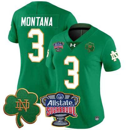 Women's Notre Dame Fighting Irish 2024 Sugar Bowl Patch Vapor Limited Jersey - All Stitched