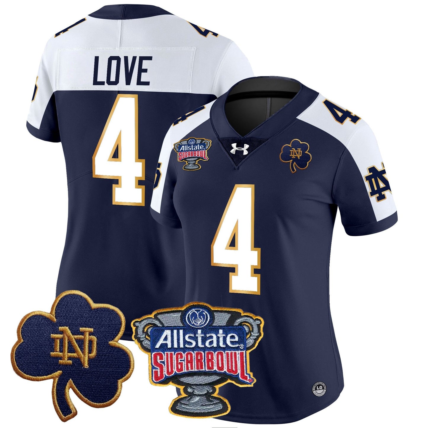 Women's Notre Dame Fighting Irish 2024 Sugar Bowl Patch Vapor Limited Jersey - All Stitched