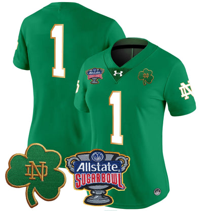 Women's Notre Dame Fighting Irish 2024 Sugar Bowl Patch Vapor Limited Jersey - All Stitched