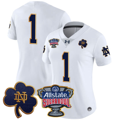 Women's Notre Dame Fighting Irish 2024 Sugar Bowl Patch Vapor Limited Jersey - All Stitched