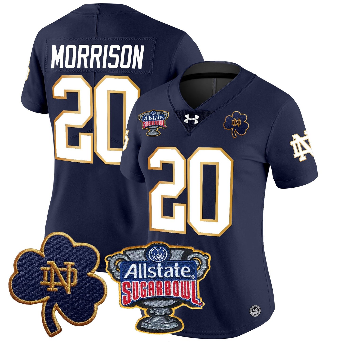 Women's Notre Dame Fighting Irish 2024 Sugar Bowl Patch Vapor Limited Jersey - All Stitched