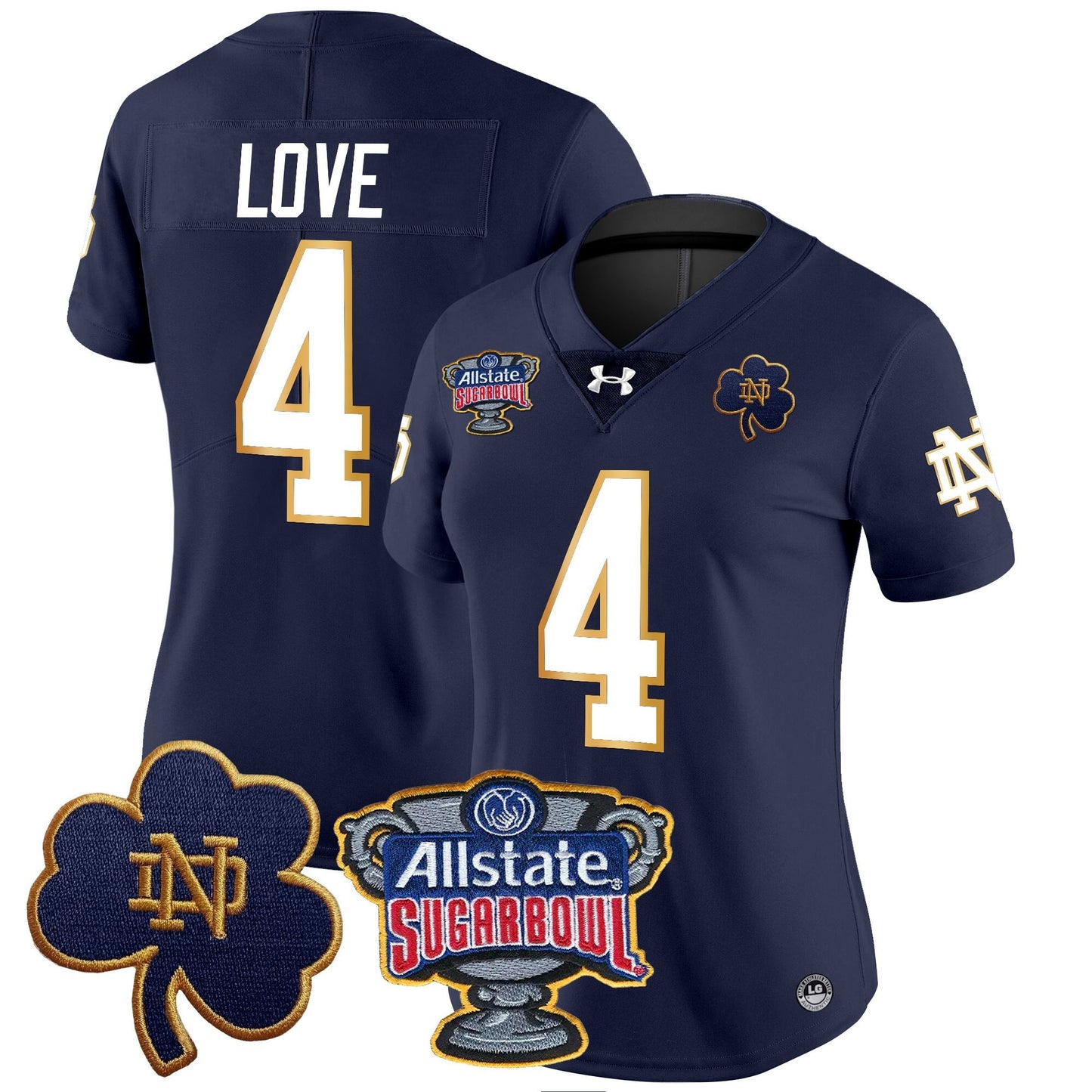 Women's Notre Dame Fighting Irish 2024 Sugar Bowl Patch Vapor Limited Jersey - All Stitched