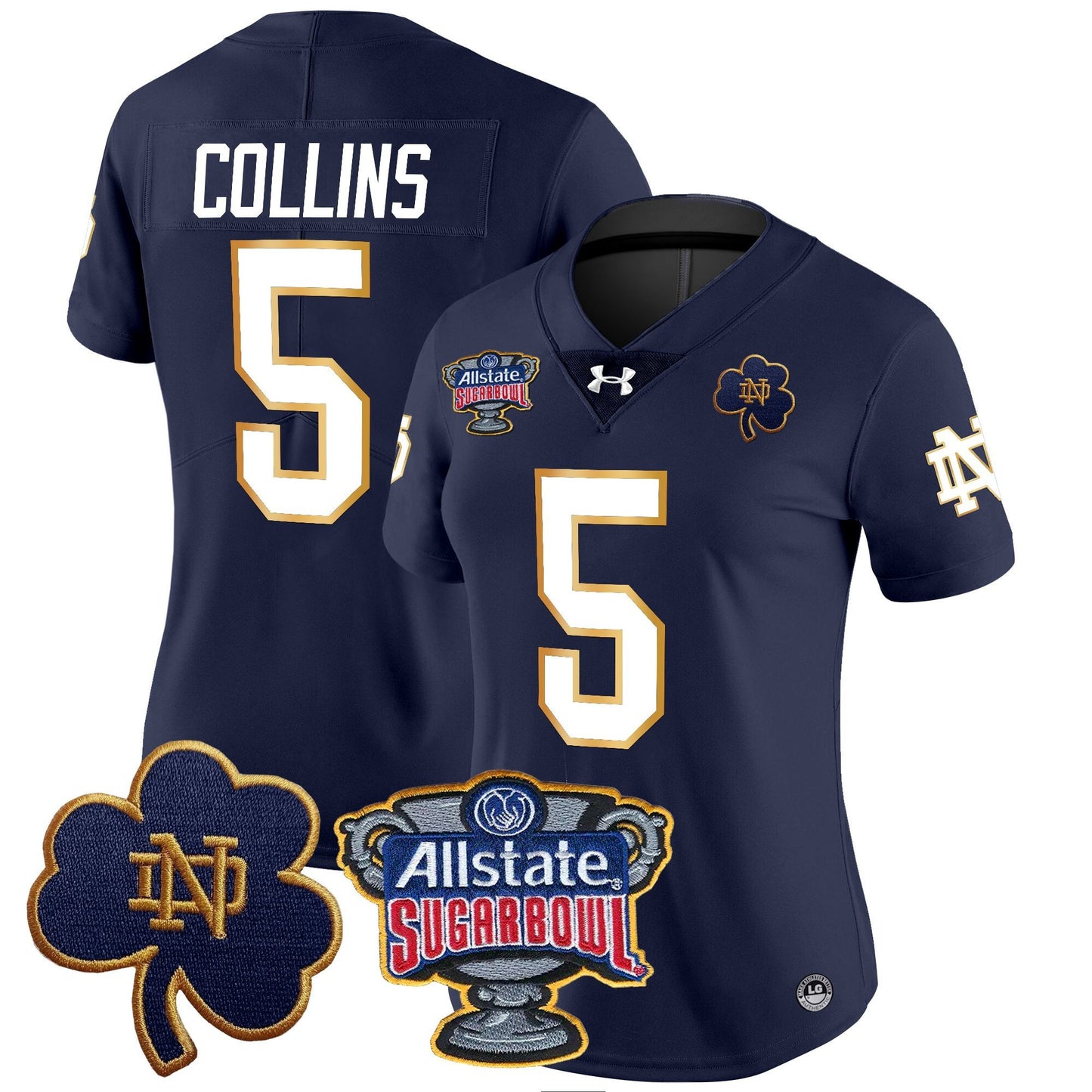 Women's Notre Dame Fighting Irish 2024 Sugar Bowl Patch Vapor Limited Jersey - All Stitched