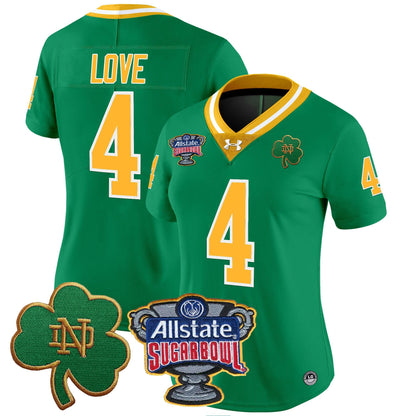 Women's Notre Dame Fighting Irish 2024 Sugar Bowl Patch Vapor Limited Jersey - All Stitched