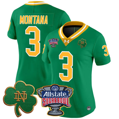 Women's Notre Dame Fighting Irish 2024 Sugar Bowl Patch Vapor Limited Jersey - All Stitched