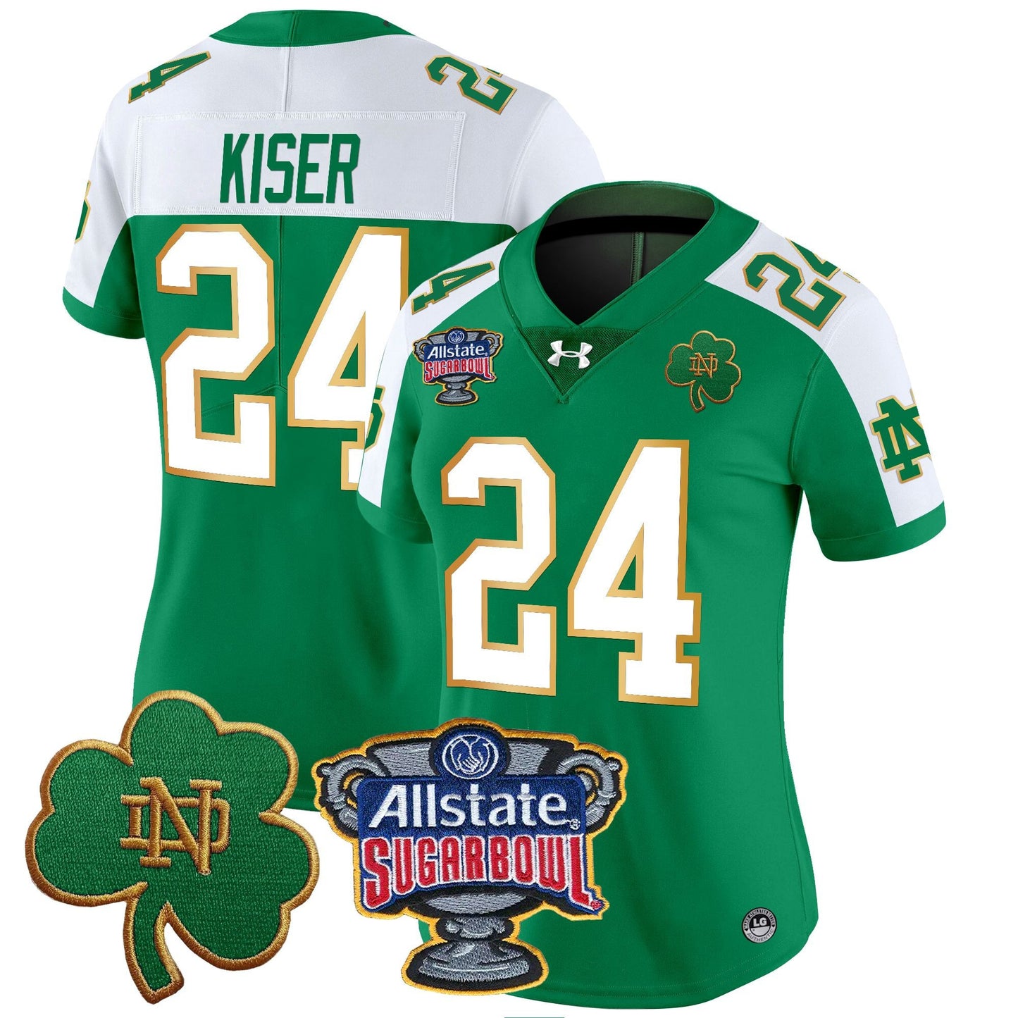 Women's Notre Dame Fighting Irish 2024 Sugar Bowl Patch Vapor Limited Jersey - All Stitched