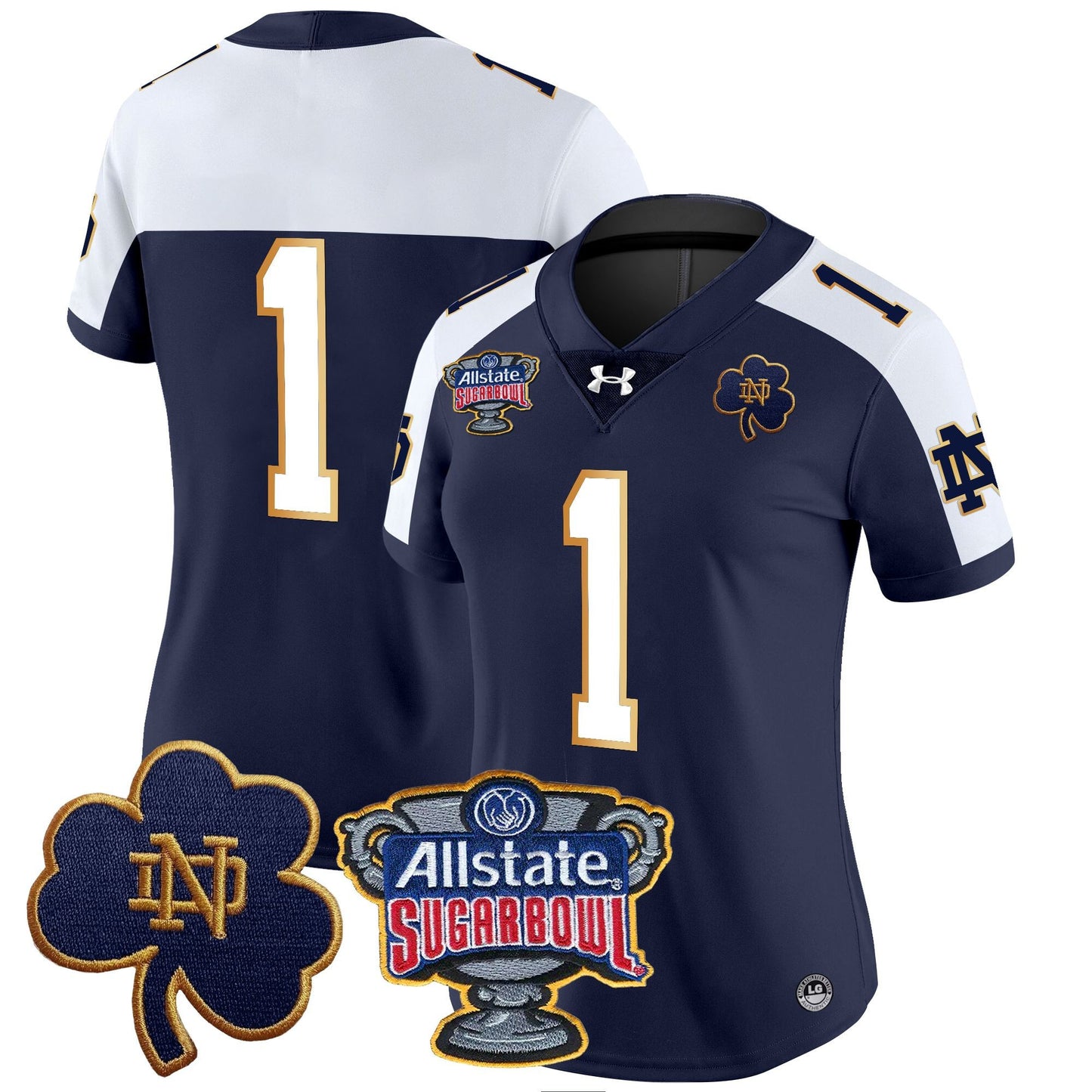 Women's Notre Dame Fighting Irish 2024 Sugar Bowl Patch Vapor Limited Jersey - All Stitched