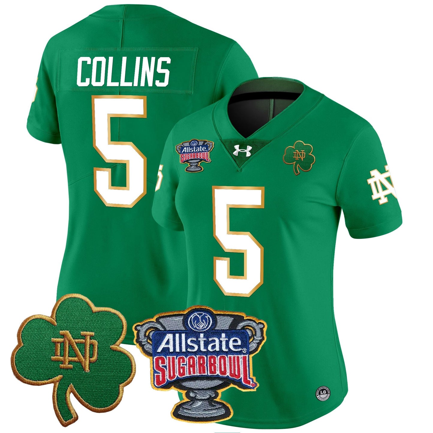 Women's Notre Dame Fighting Irish 2024 Sugar Bowl Patch Vapor Limited Jersey - All Stitched