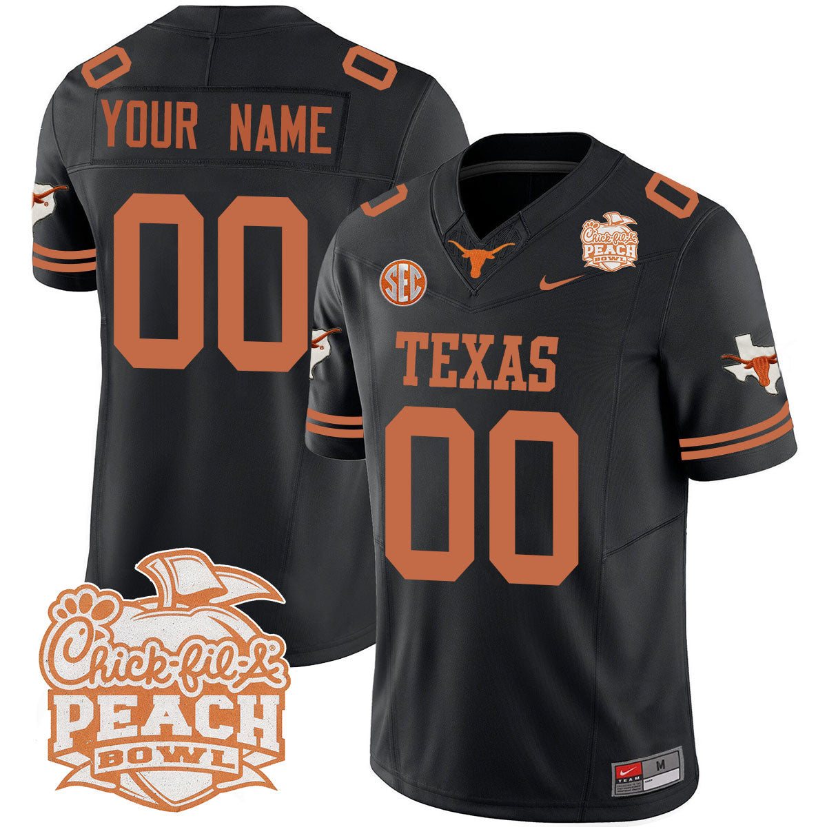 Custom Texas Longhorns 2024 Peach Bowl Jersey - All Stitched