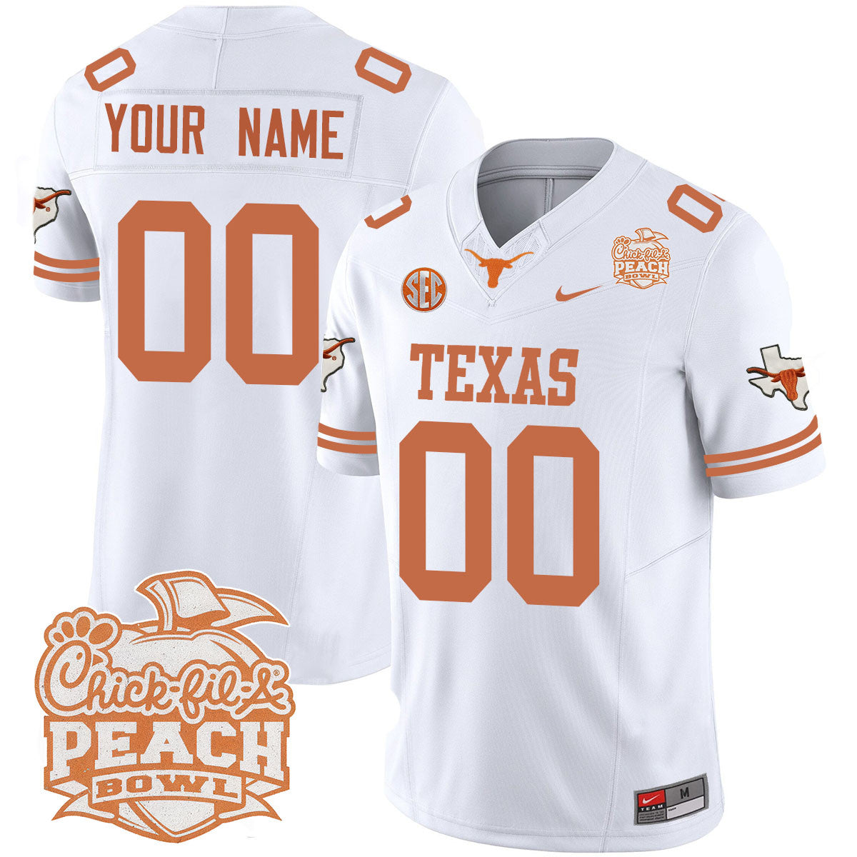 Custom Texas Longhorns 2024 Peach Bowl Jersey - All Stitched