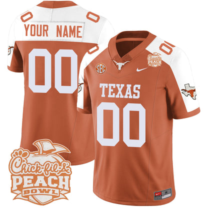 Custom Texas Longhorns 2024 Peach Bowl Jersey - All Stitched