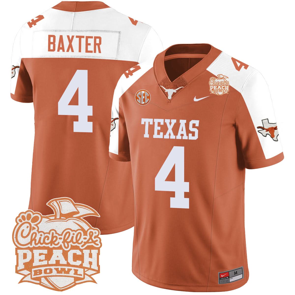 Texas Longhorns 2024 Peach Bowl Jersey - All Stitched