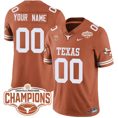 Custom Texas Longhorns 2024 Peach Bowl Champions Jersey - All Stitched