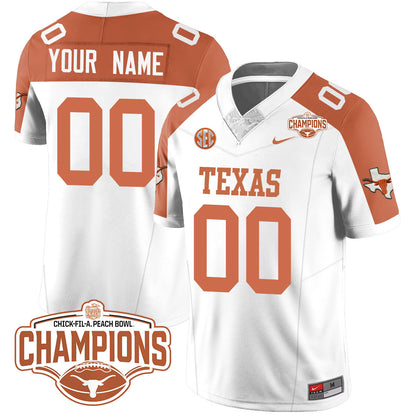 Custom Texas Longhorns 2024 Peach Bowl Champions Jersey - All Stitched