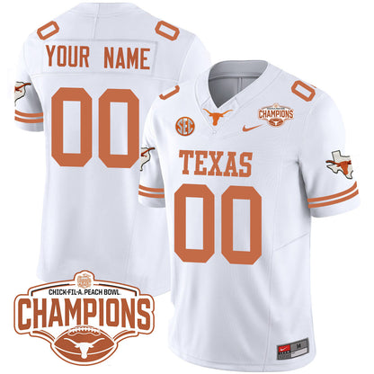 Custom Texas Longhorns 2024 Peach Bowl Champions Jersey - All Stitched