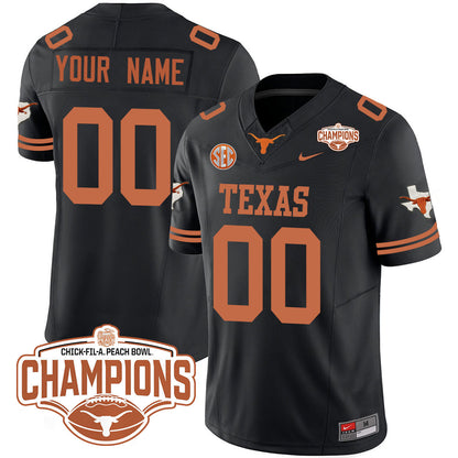 Custom Texas Longhorns 2024 Peach Bowl Champions Jersey - All Stitched