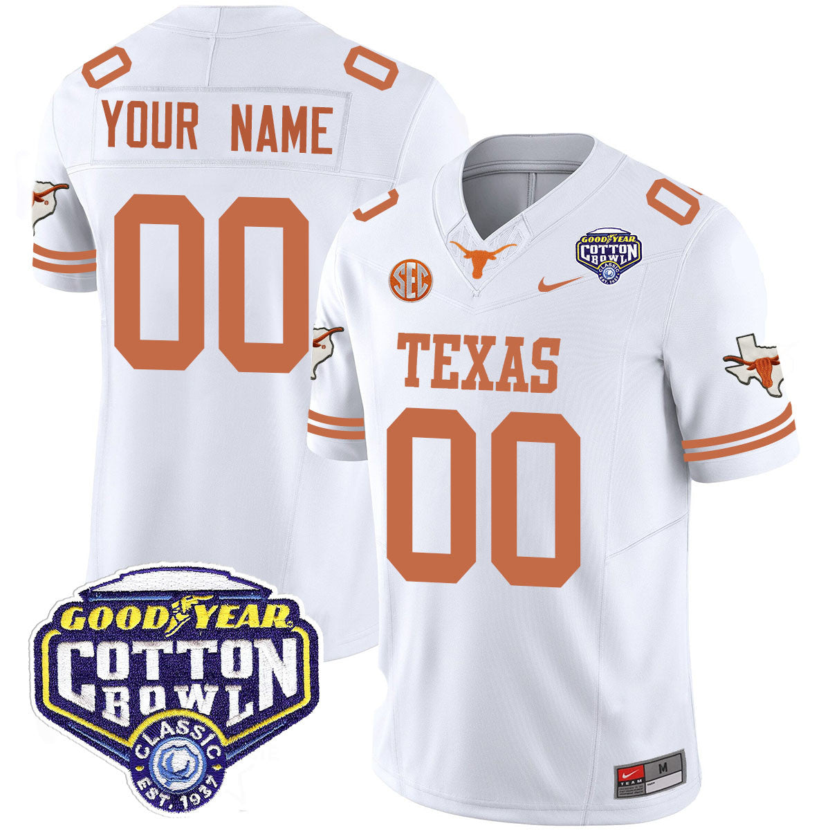 Custom Texas Longhorns 2024 Cotton Bowl Classic Jersey - All Stitched