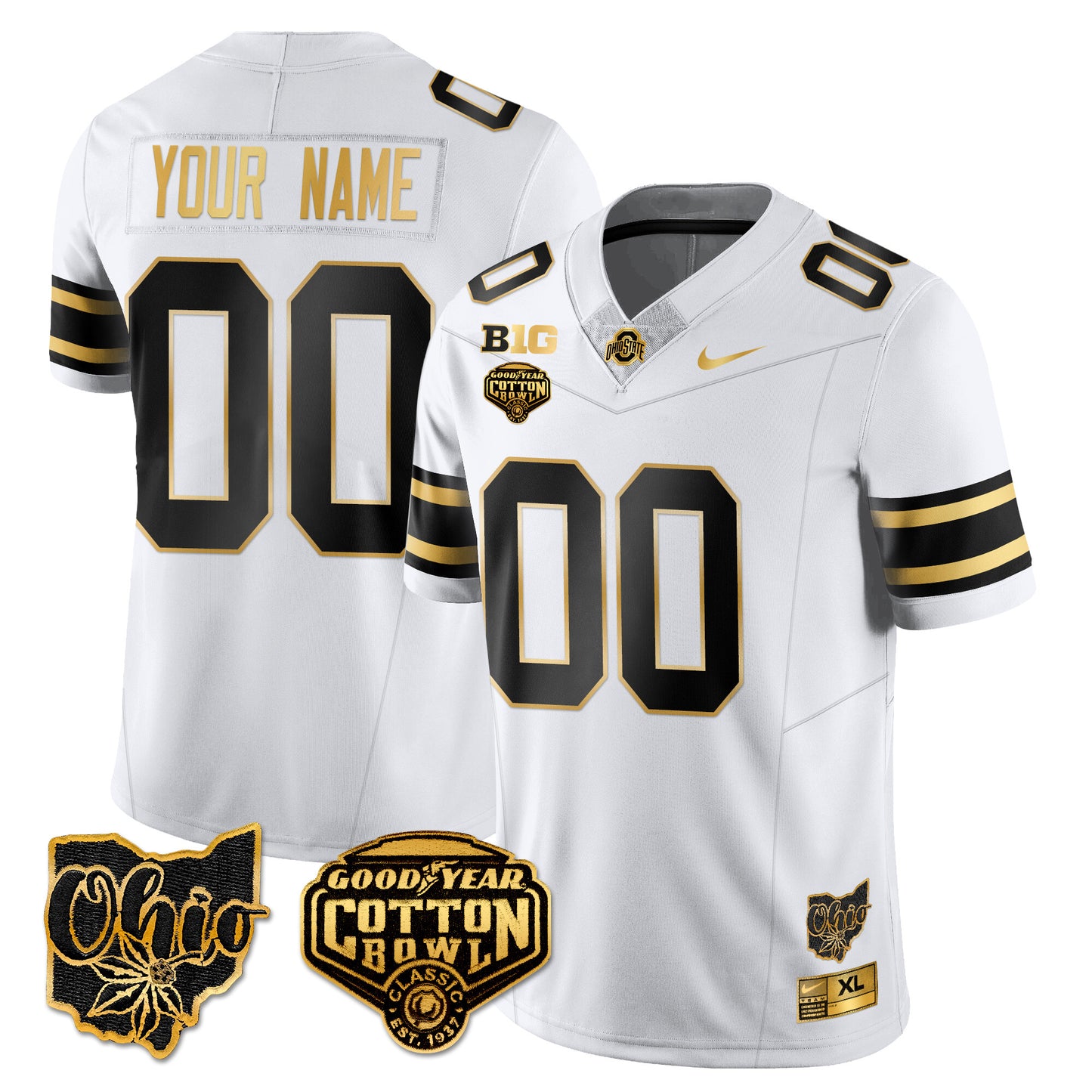 Custom Gender/Name Ohio State Buckeyes 2024 Cotton Bowl Classic Jersey Gold - All Stitched