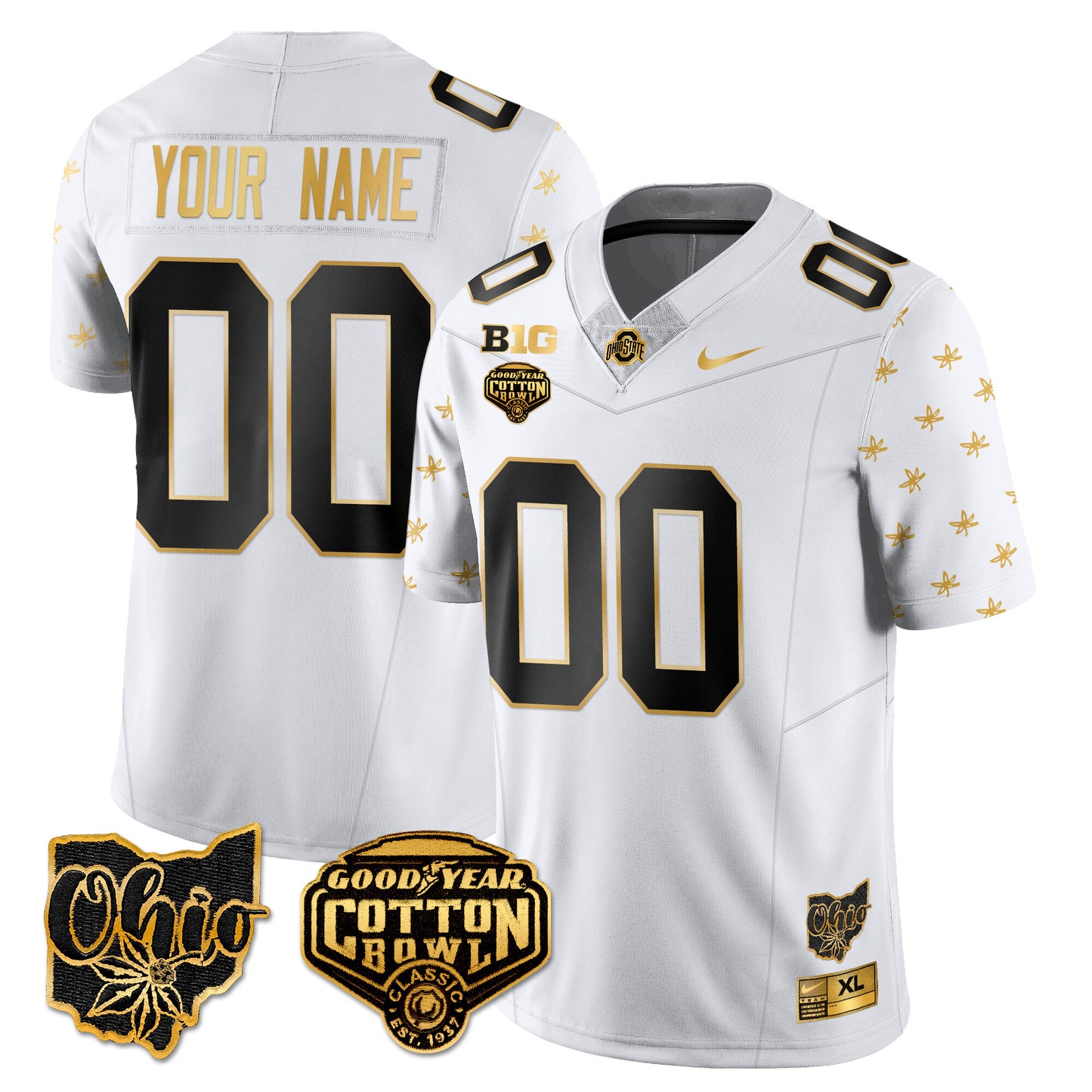 Custom Gender/Name Ohio State Buckeyes 2024 Cotton Bowl Classic Jersey Gold - All Stitched