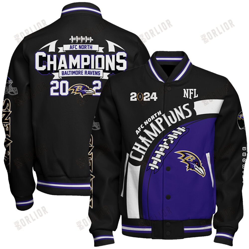 Baltimore Ravens AFC North Champions 2024 New Design Varsity Jacket