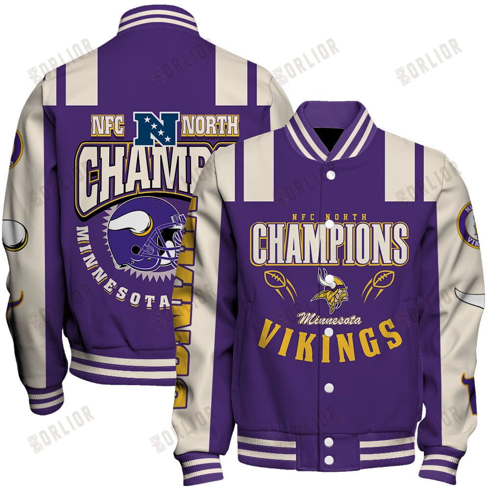 Minnesota Vikings NFC North Champions 2024 We're On Fire Varsity Jacket