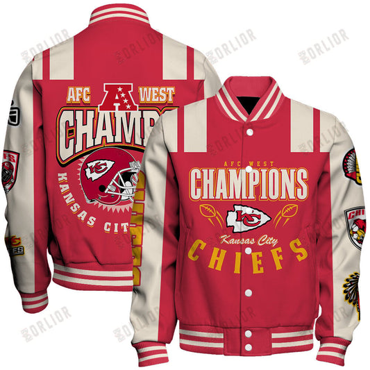 Kansas City Chiefs AFC West Champions 2024 We're On Fire Varsity Jacket
