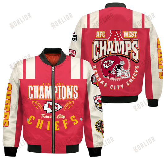 Kansas City Chiefs AFC West Champions 2024 We're On Fire Bomber Jacket