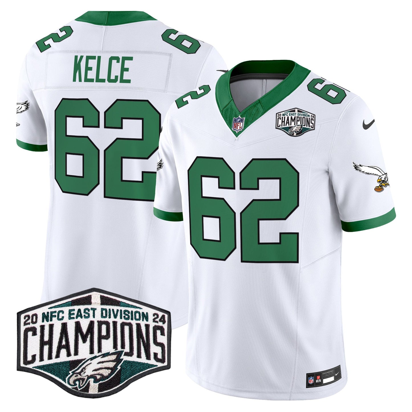 Philadelphia Eagles Kelly Green 2024 NFC East Division Champions Vapor Limited Jersey V2 - All Stitched