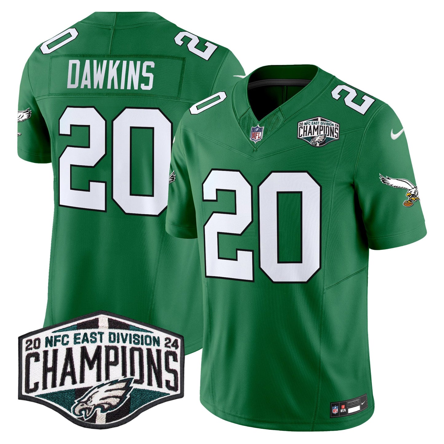 Philadelphia Eagles Kelly Green 2024 NFC East Division Champions Vapor Limited Jersey V2 - All Stitched