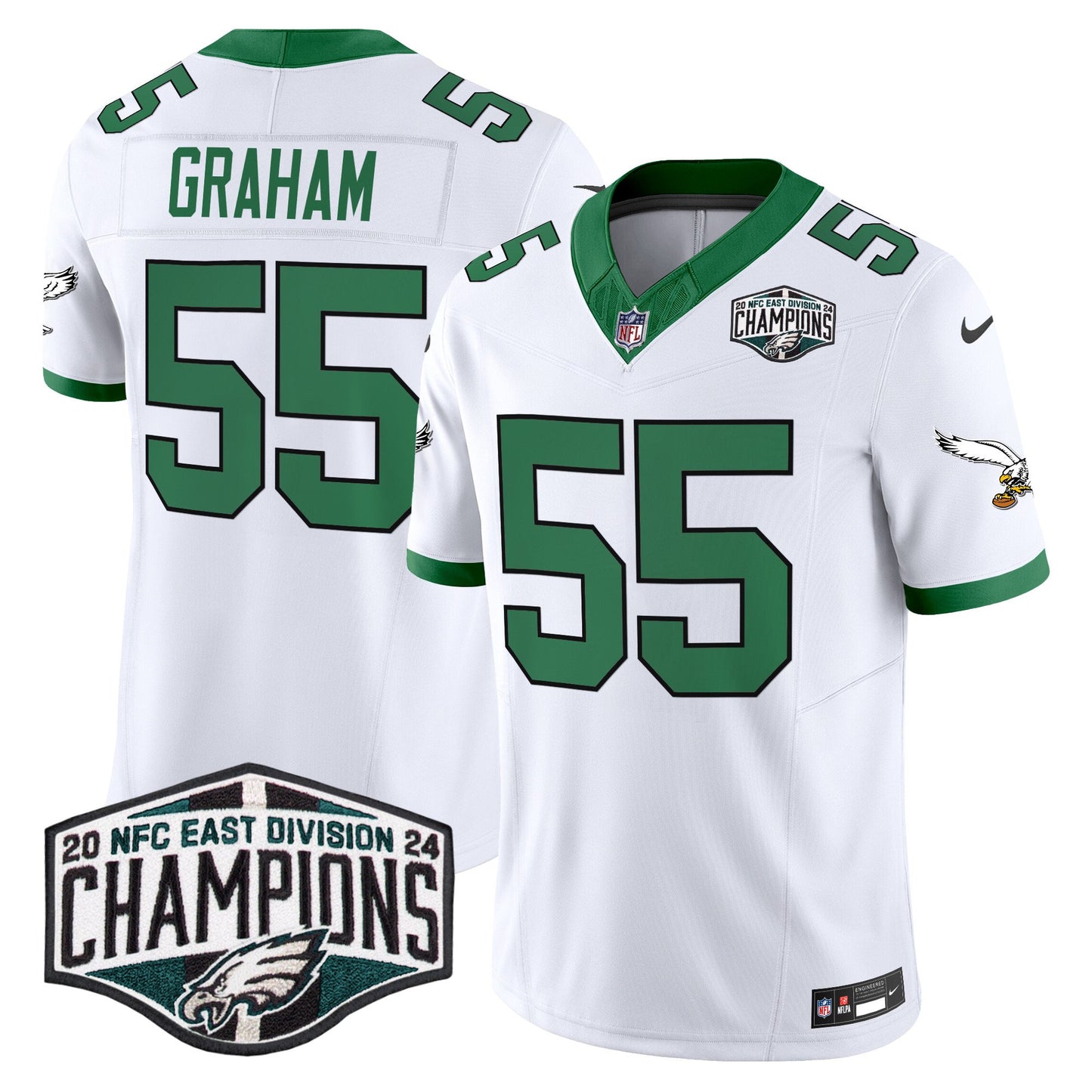 Philadelphia Eagles Kelly Green 2024 NFC East Division Champions Vapor Limited Jersey V2 - All Stitched