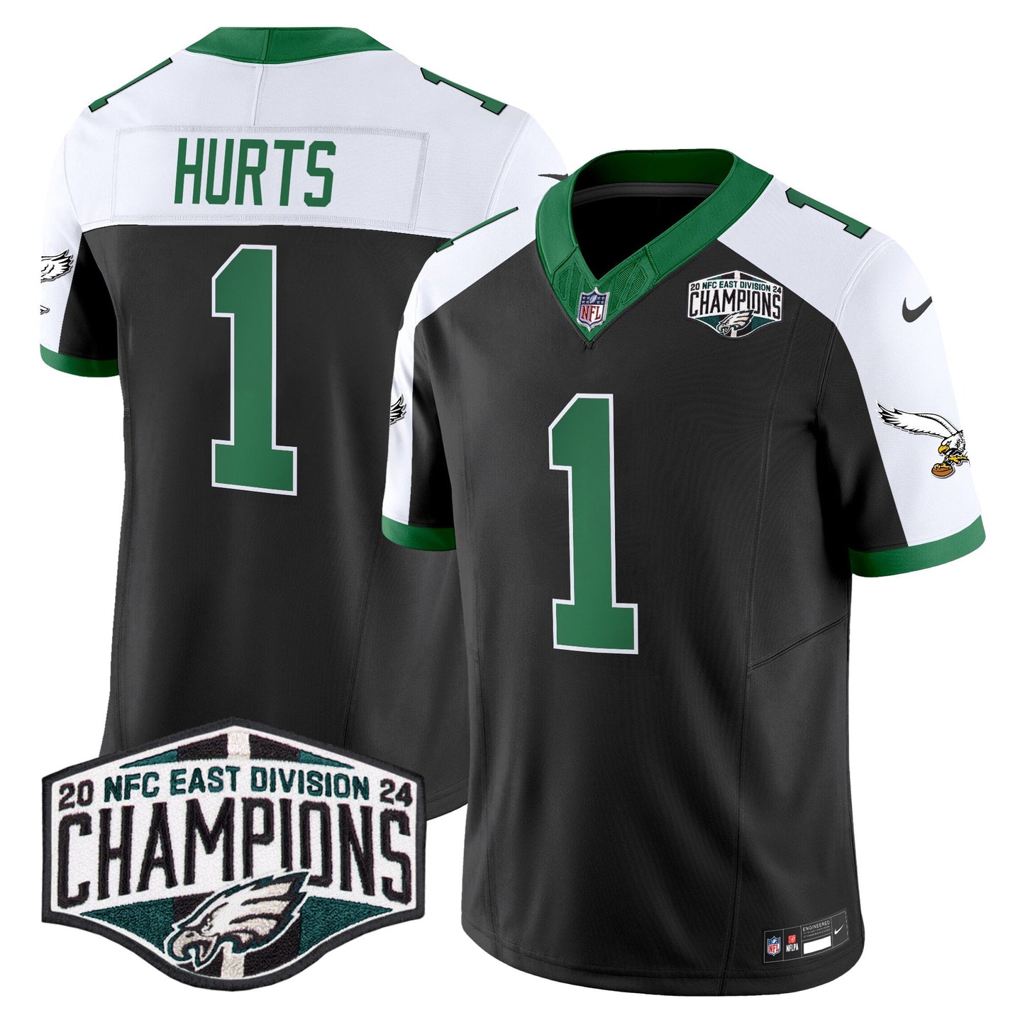 Philadelphia Eagles Kelly Green 2024 NFC East Division Champions Vapor Limited Jersey V2 - All Stitched