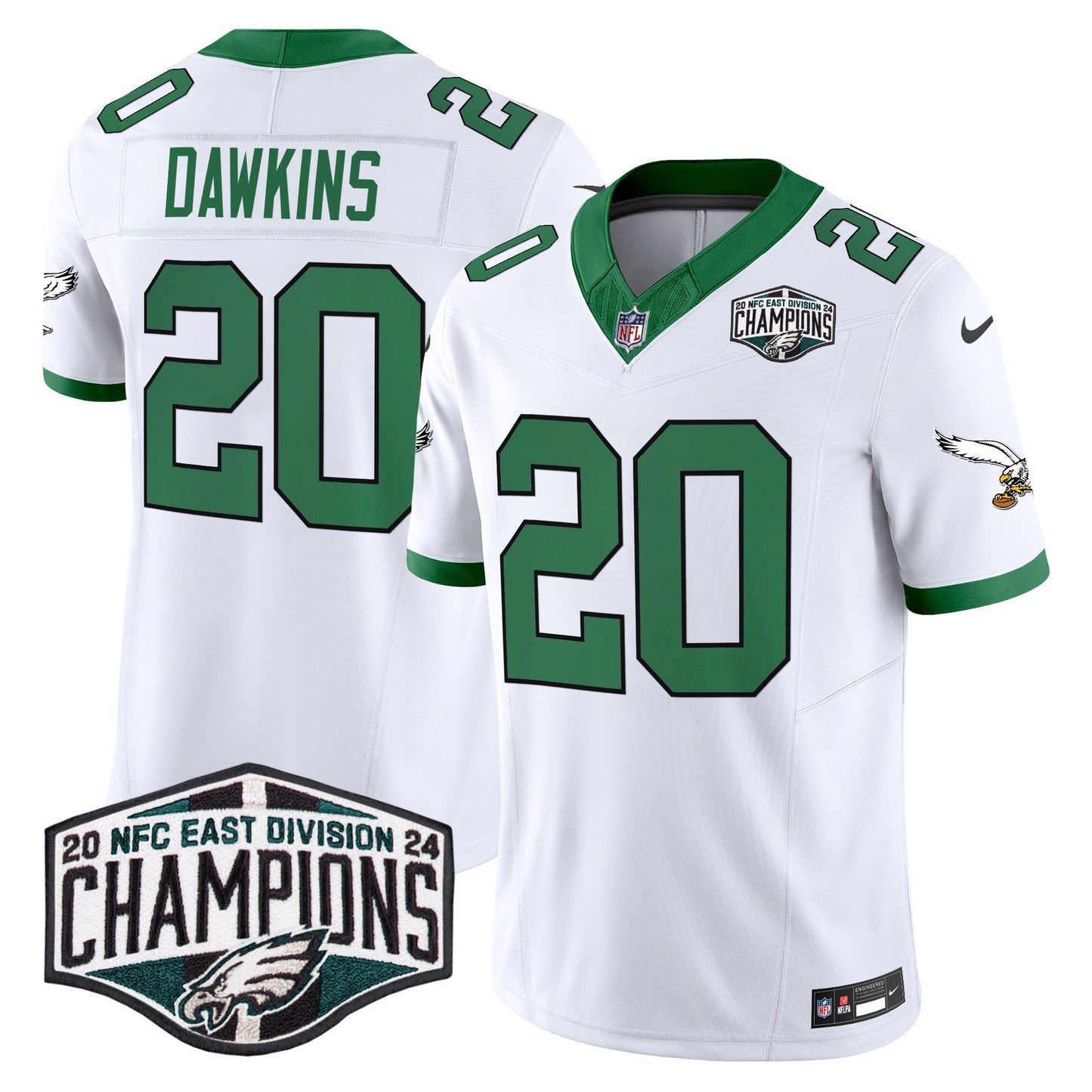 Philadelphia Eagles Kelly Green 2024 NFC East Division Champions Vapor Limited Jersey V2 - All Stitched