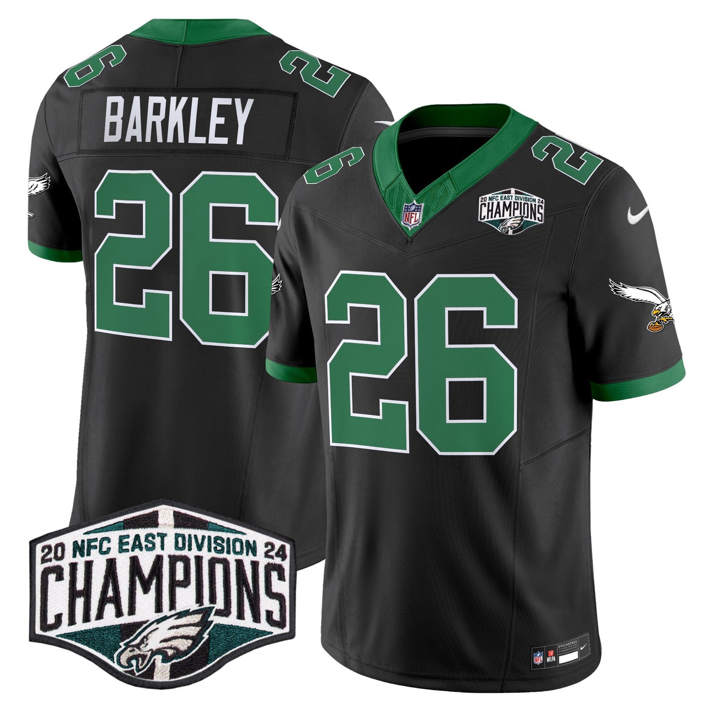 Philadelphia Eagles Kelly Green 2024 NFC East Division Champions Vapor Limited Jersey V2 - All Stitched