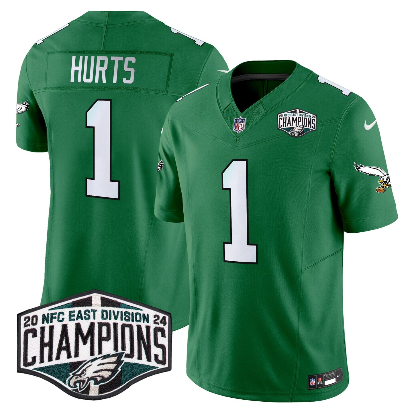 Philadelphia Eagles Kelly Green 2024 NFC East Division Champions Vapor Limited Jersey V2 - All Stitched